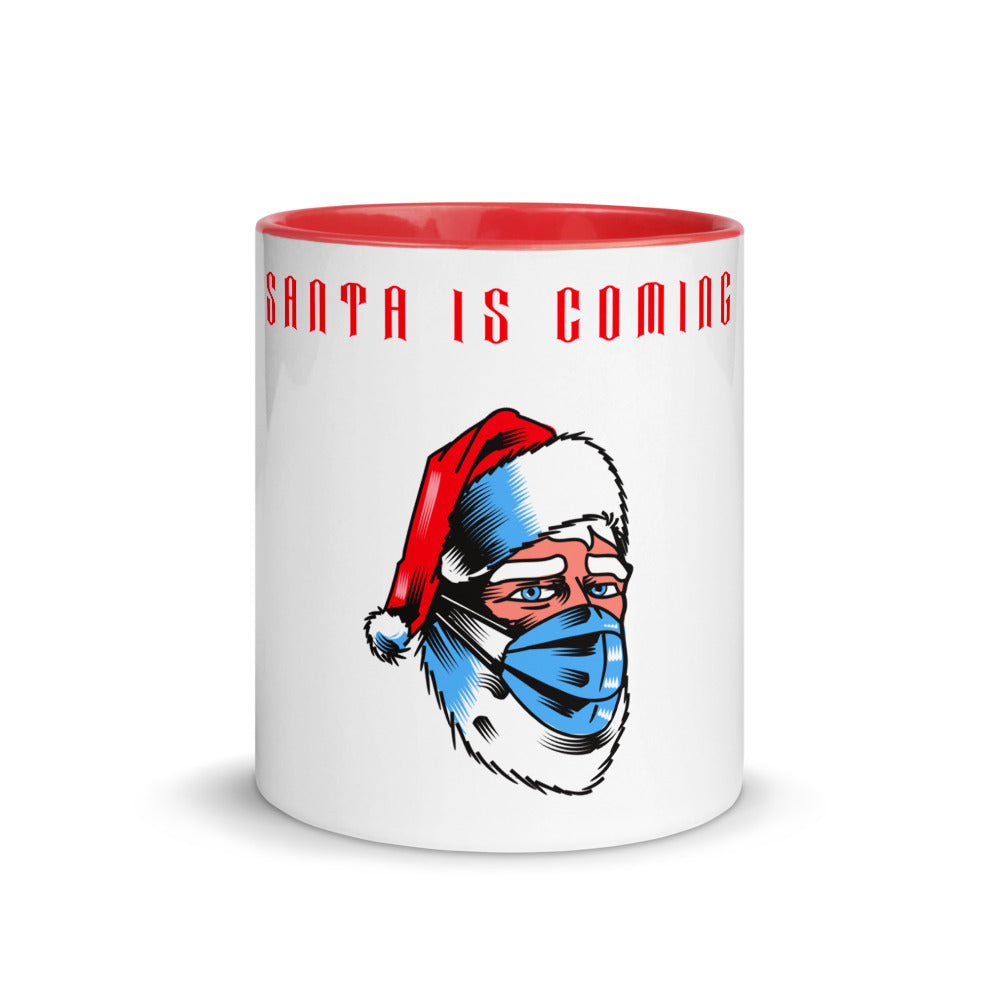 SANTA IS COMING- Mug with Color Inside