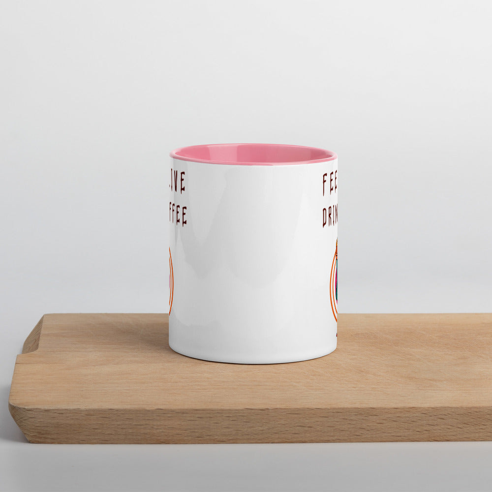 FEEL ALIVE, DRINK COFFEE- Mug with Color Inside