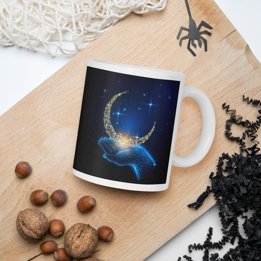 HOLD THE NIGHT- White glossy mug