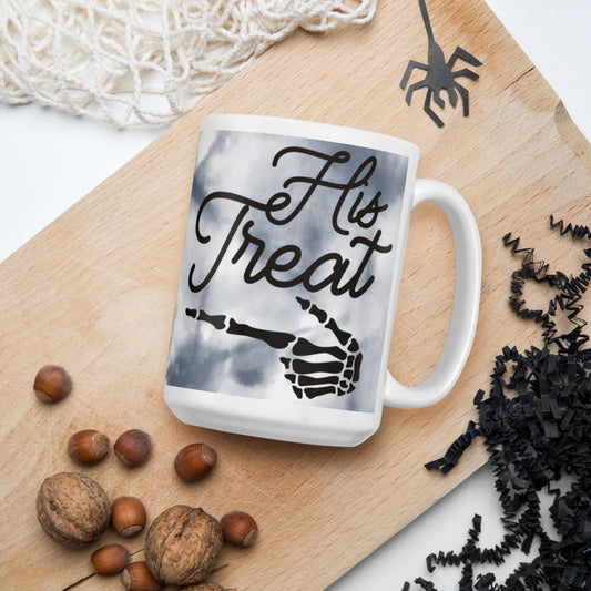 HIS TREAT- White glossy mug