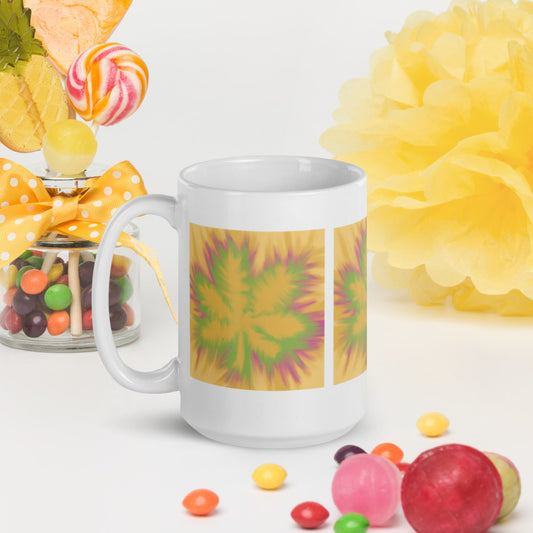 TYE DYE MARIJUANA LEAF- White glossy mug